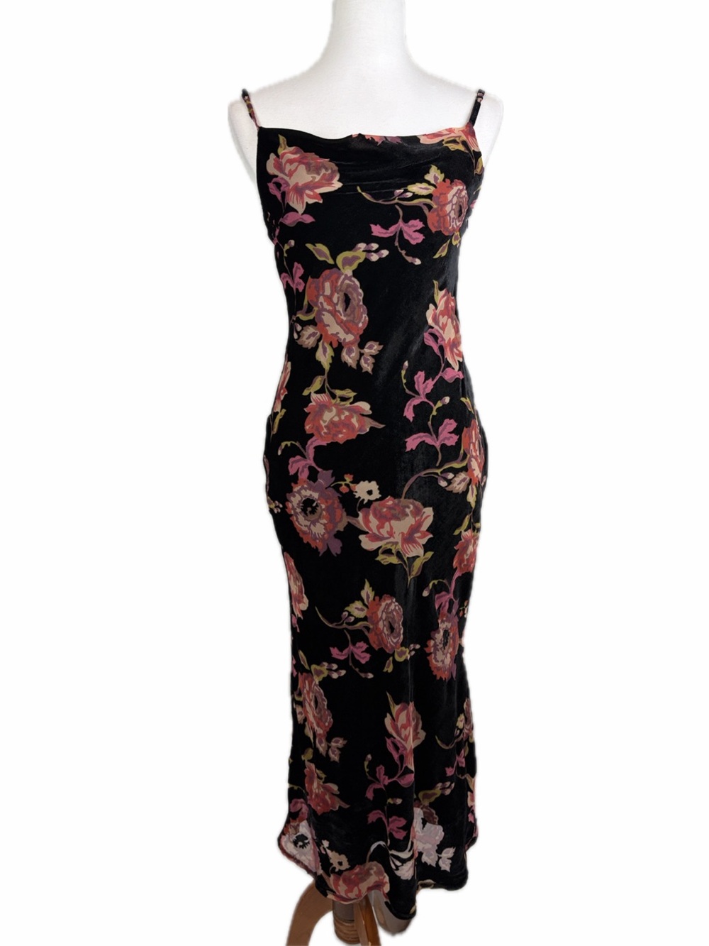 Petal & Pup Velvet Burn Out Cowl Drape Neck Bias Dress Sz 4 Whimsigoth Fairy 90s